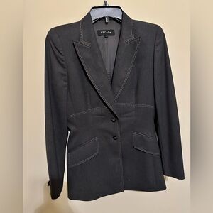 Escada Black Blazer Jacket with Front Details & Pockets | Size 34